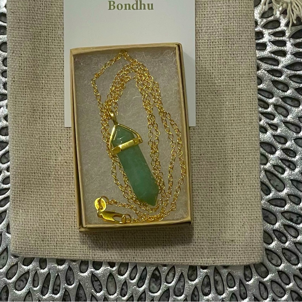 Green Aventurine Crystal Point Necklace